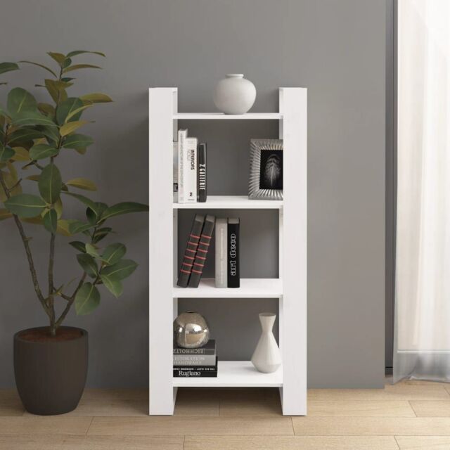 Berkfield Home Book Cabinet/Room Divider White 60x35x125 cm Solid Wood - Size: 60 x 35 x 125 cm - image 1