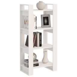 Berkfield Home Book Cabinet/Room Divider White 60x35x125 cm Solid Wood - Size: 60 x 35 x 125 cm - thumbnail 5