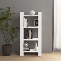 Berkfield Home Book Cabinet/Room Divider White 60x35x125 cm Solid Wood - Size: 60 x 35 x 125 cm - thumbnail 1