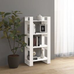 Berkfield Home Book Cabinet/Room Divider White 60x35x125 cm Solid Wood - Size: 60 x 35 x 125 cm - thumbnail 6