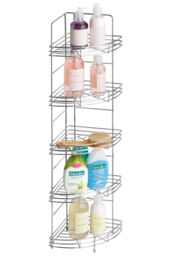 Orsina Shower Caddy 5 Tier Chrome Corner Storage Rack in Silver - thumbnail 4