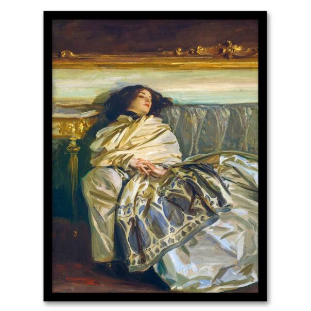 Artery8 John Singer Sargent Framed Wall Art Nonchaloir Reclined Portrait - Size: A4 - image 1