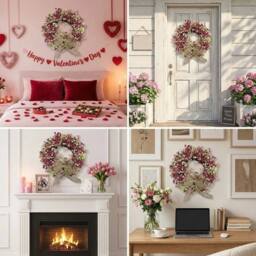 SPETLEK Colorful Eucalyptus Wreath Round Artificial Flower in Red - Size: 100 cm - thumbnail 3