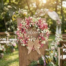 SPETLEK Colorful Eucalyptus Wreath Round Artificial Flower in Red - Size: 100 cm - thumbnail 1