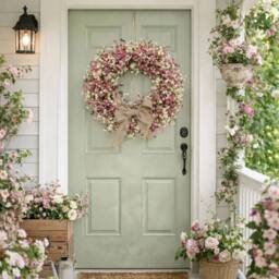 SPETLEK Colorful Eucalyptus Wreath Round Artificial Flower in Red - Size: 100 cm - thumbnail 4
