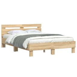Berkfield Home Bed Frame without Mattress Sonoma Oak 120x190 cm Small Double in Brown - thumbnail 4
