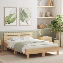 Berkfield Home Bed Frame without Mattress Sonoma Oak 120x190 cm Small Double in Brown - thumbnail 3