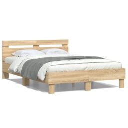 Berkfield Home Bed Frame without Mattress Sonoma Oak 120x190 cm Small Double in Brown - thumbnail 1