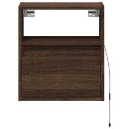 Berkfield Home Durable Wall-mounted Bedside Cabinet with LED Lights Brown Oak - thumbnail 6