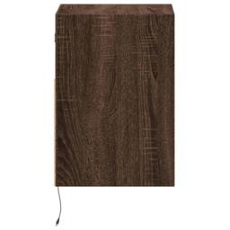 Berkfield Home Durable Wall-mounted Bedside Cabinet with LED Lights Brown Oak - thumbnail 7