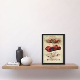 Artery8 Wall Art Print Red Sports Car Design Sketch Drawing Art Framed Poster in Black - Size: A4 - thumbnail 4