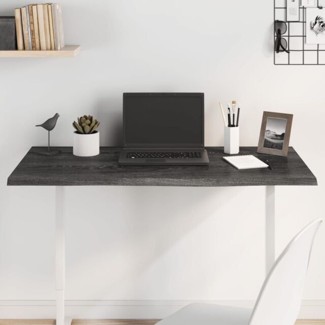Berkfield Home Table Top Dark Grey 100x60x2 cm Treated Solid Wood Oak - Size: 100 x 60 x 2 cm - image 1