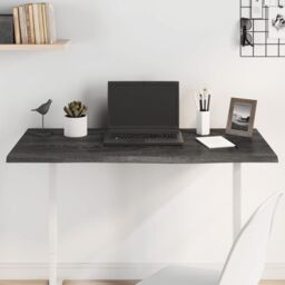 Berkfield Home Table Top Dark Grey 100x60x2 cm Treated Solid Wood Oak - Size: 100 x 60 x 2 cm - thumbnail 1