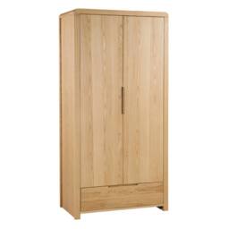 Cheshire Premium Arc 2 Door & 1 Drawer Wardrobe in Oak in Light Oak - thumbnail 1