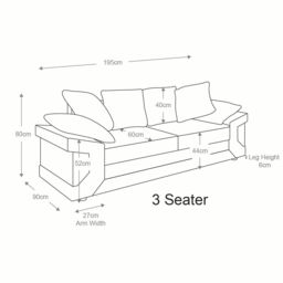 Furnishings For Less UK Dino Large Fabric 3 Seater Sofa - Scatter Back Cushions in Grey - thumbnail 7