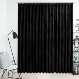 Berkfield Home Blackout Curtain with Hooks Velvet Black 290x245 cm