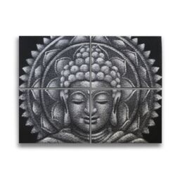 KDMD Set of 4 Grey Buddha Mandala Brocade Detail 30x40cm - Size: 30x40 cm - thumbnail 1