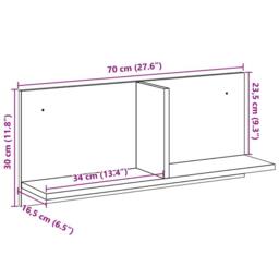 Berkfield Home Wall Cabinet 70x16.5x30 cm Black Engineered Wood - thumbnail 9