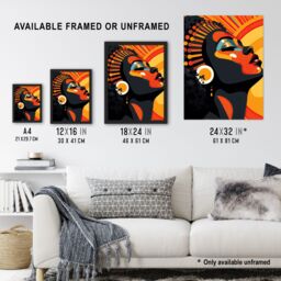 "Artery8 Strong Artwork Of Black Woman Sun Worship Extra Large XL Unframed Wall Art Poster Print - Size: W24"" x H32""" - thumbnail 3