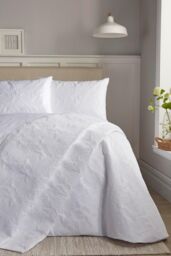 Serene 'Butterfly Garden' Pinsonic Soft Touch Duvet Cover Set in White - Size: Double - thumbnail 2