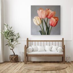 "Warren Reed - Designer Spring Tulips Canvas - Size: W30"" x H30""" - thumbnail 1