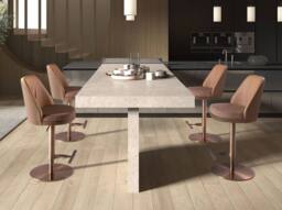 Angel Cerda Fabric Swivel Bar Stool with Leatherette Backrest in Brown - thumbnail 4