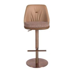Angel Cerda Fabric Swivel Bar Stool with Leatherette Backrest in Brown - thumbnail 2