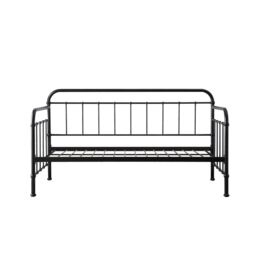 SlumberWorx Ickleford Industrial Living Room Bedroom Metal Day Bed Frame w Trundle in Black - Size: Single - thumbnail 5