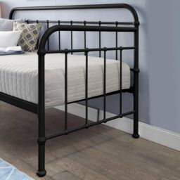 SlumberWorx Ickleford Industrial Living Room Bedroom Metal Day Bed Frame w Trundle in Black - Size: Single - thumbnail 4