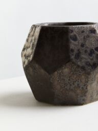 Orsina Glazed Finish Small Ceramic Planter, Handcrafted Garden Flower Pots, Textured Planter For Artificial Flowers in Black - thumbnail 5