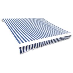 Berkfield Home Awning Top Sunshade Canvas Blue & White 350x250 cm - thumbnail 1