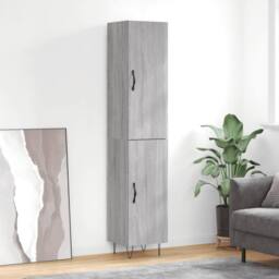 Berkfield Home Highboard Grey Sonoma 34.5x34x180 cm Engineered Wood - thumbnail 2