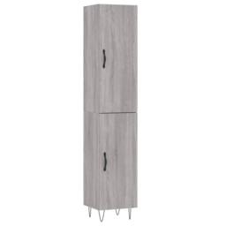 Berkfield Home Highboard Grey Sonoma 34.5x34x180 cm Engineered Wood - thumbnail 1