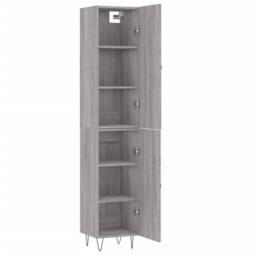 Berkfield Home Highboard Grey Sonoma 34.5x34x180 cm Engineered Wood - thumbnail 4