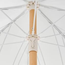 Wyld and Coco Garden Parasol 150 cm White Black Stripe Beech Wood Pole Tilt UV - thumbnail 9