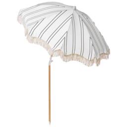 Wyld and Coco Garden Parasol 150 cm White Black Stripe Beech Wood Pole Tilt UV - thumbnail 4