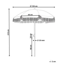 Wyld and Coco Garden Parasol 150 cm White Black Stripe Beech Wood Pole Tilt UV - thumbnail 3