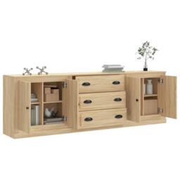 Berkfield Home Sideboards 3 pcs Sonoma Oak Engineered Wood in Light Oak