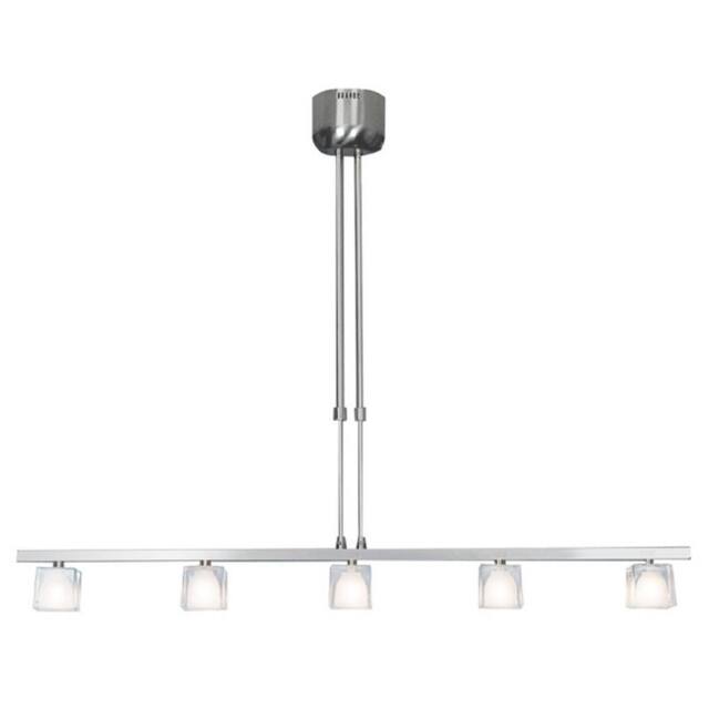 Netlighting Luster Straight Bar Pendant Ceiling Light Satin Nickel in Grey