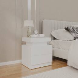 Berkfield Home Bedside Cabinet White 45x35x52 cm Engineered Wood - Size: 45 x 35 x 52 cm - thumbnail 2