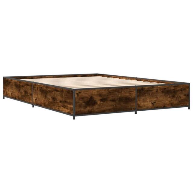 Berkfield Home Durable Bed Frame without Mattress Smoked Oak 135x190 cm Double in Brown - image 1