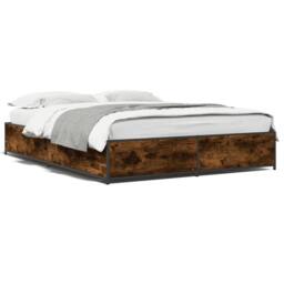 Berkfield Home Durable Bed Frame without Mattress Smoked Oak 135x190 cm Double in Brown - thumbnail 3