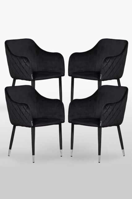 Life Interiors 'Verona' Velvet Dining Chairs Set of 4 in Black - image 1