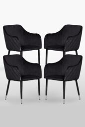 Life Interiors 'Verona' Velvet Dining Chairs Set of 4 in Black