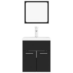 Berkfield Home Bathroom Furniture Set Black Engineered Wood - thumbnail 6