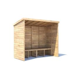 Dunster House Wooden Garden Arbour With Pent Roof, W2.4m x D1.2m / W8' x D4' in Brown - thumbnail 1