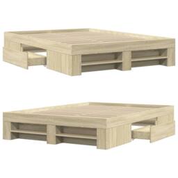 Berkfield Home Bed Frame without Mattress Sonoma Oak 120x200 cm Engineered Wood in Light Brown - Size: Small Double - thumbnail 8