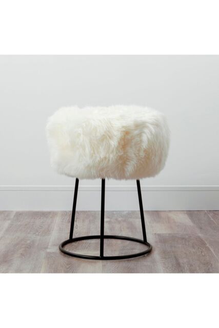Native Natural Sheepskin Stool - Metal Legs in Natural - image 1