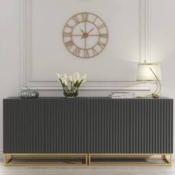 Creative Furniture Ripple Duo Sideboard 200cm - Dark Grey with Fluted Doors - thumbnail 1