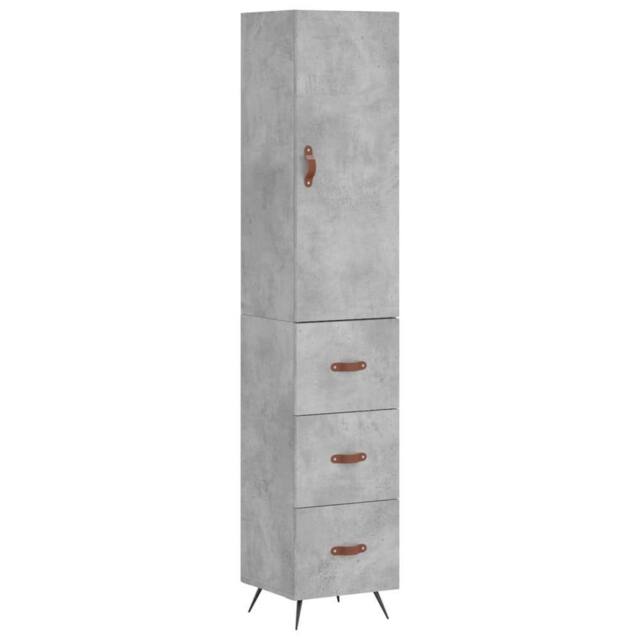 Berkfield Home Highboard Concrete Grey 34.5x34x180 cm Engineered Wood - image 1